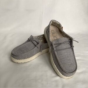 Hey Dude Girls Wendy Youth Linen Grey Slip-On Shoes Sz Y1-L2